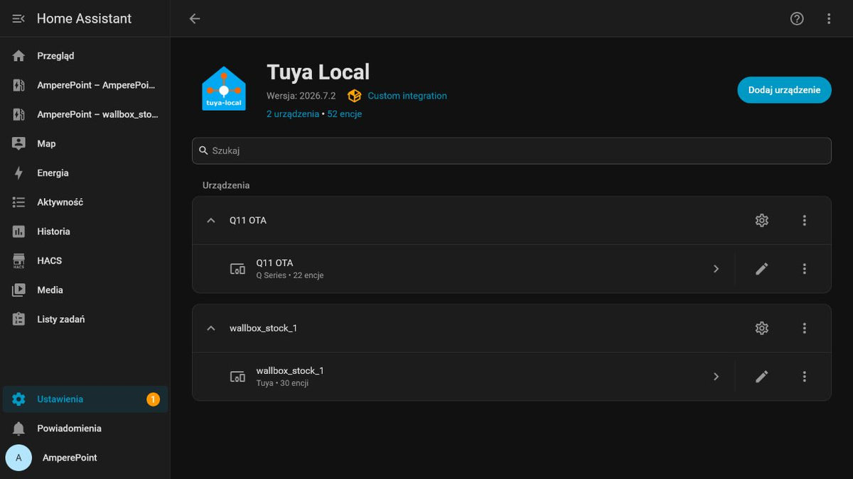AmperePoint Série Q en tuya-local : contrôle local avec Home Assistant
