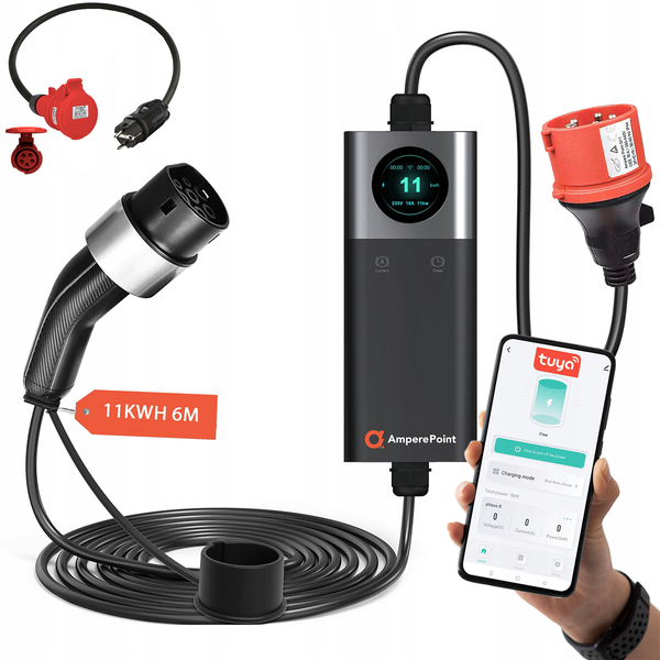 Chargeur portable Q11 (16A, Type 2, 11kW) + Adaptateur CEE16A-Schuko