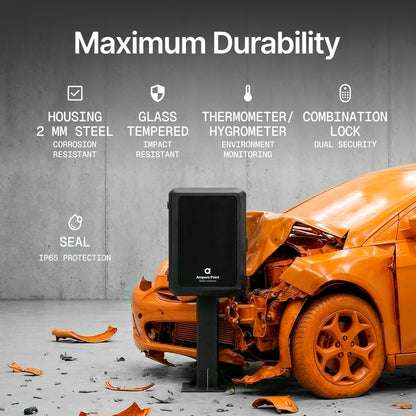Armoire métallique pour chargeur de véhicule électrique AMP-BOX avec poteau 