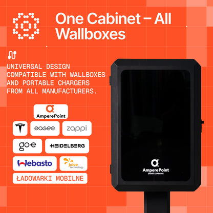 Armoire métallique pour chargeur de véhicule électrique AMP-BOX avec poteau 