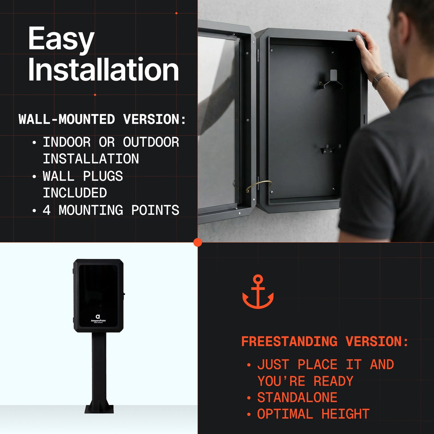 Armoire métallique pour chargeur de véhicule électrique AMP-BOX avec poteau 