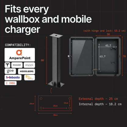 Armoire métallique pour chargeur de véhicule électrique AMP-BOX avec poteau 