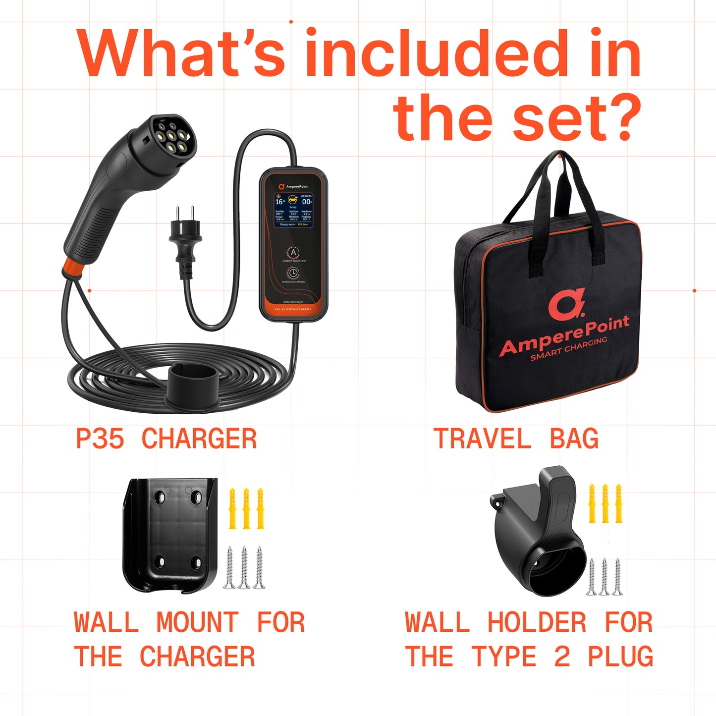 Chargeur portable P35 (16A, Type 2, 3,7 kW) 6 mètres