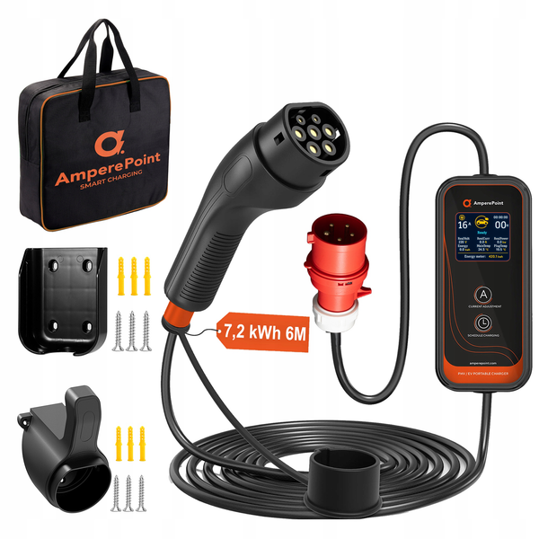 Chargeur portable P72 - 32 A, 7,2 kW, Type 2 ROUGE 