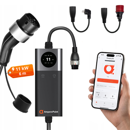 Chargeur portable Q11 PRO (16A, Type 2, 11kW) + 2x adaptateurs