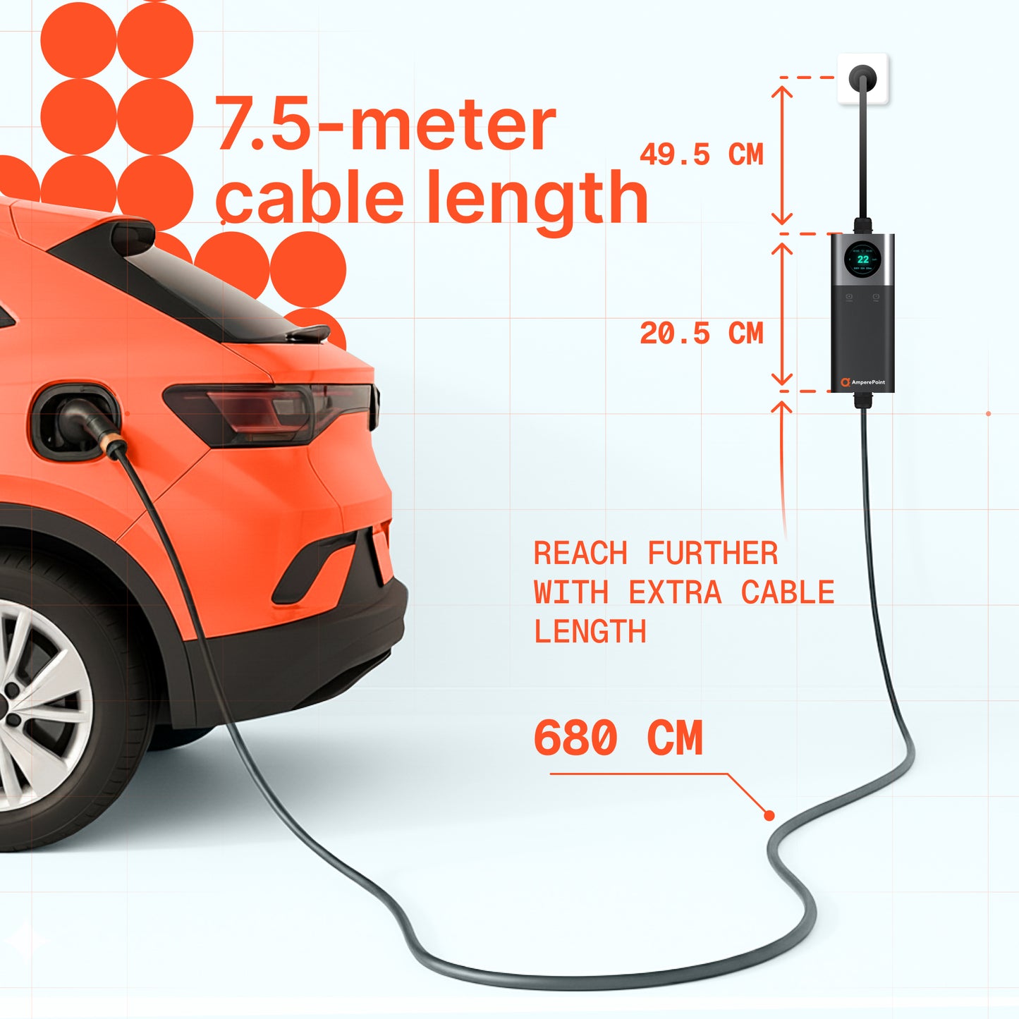 Chargeur portable Q37 (16A, Type 2, 3,7 kW) WiFi, 7,5 mètres