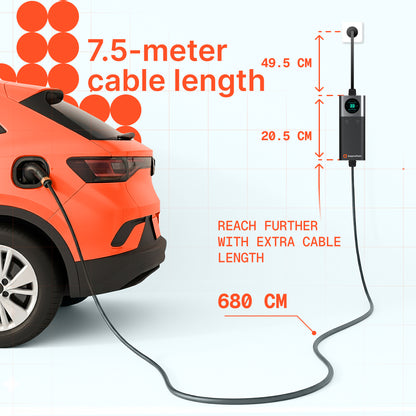 Chargeur portable Q37 (16A, Type 2, 3,7 kW) WiFi, 7,5 mètres