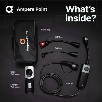 Chargeur portable Q11 PRO (16A, Type 2, 11kW) + 2x adaptateurs
